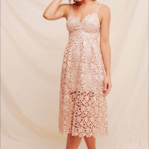 ASTR the Label Midi Dress, Rose Gold Lace - size XL